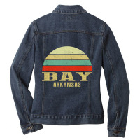 Bay Arkansas Vintage Retro Sunset Ladies Denim Jacket | Artistshot