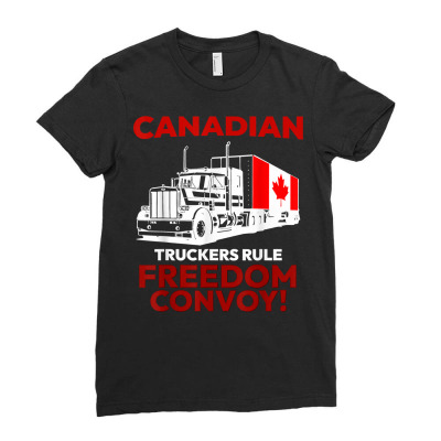 Canadian Truckers Rule Freedom Convoy 2022 T Shirt Ladies Fitted T-shirt Designed By Bennimuhr