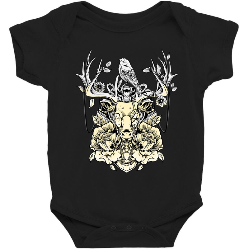 Deer And Bird Tattoo Design Baby Bodysuit | Artistshot