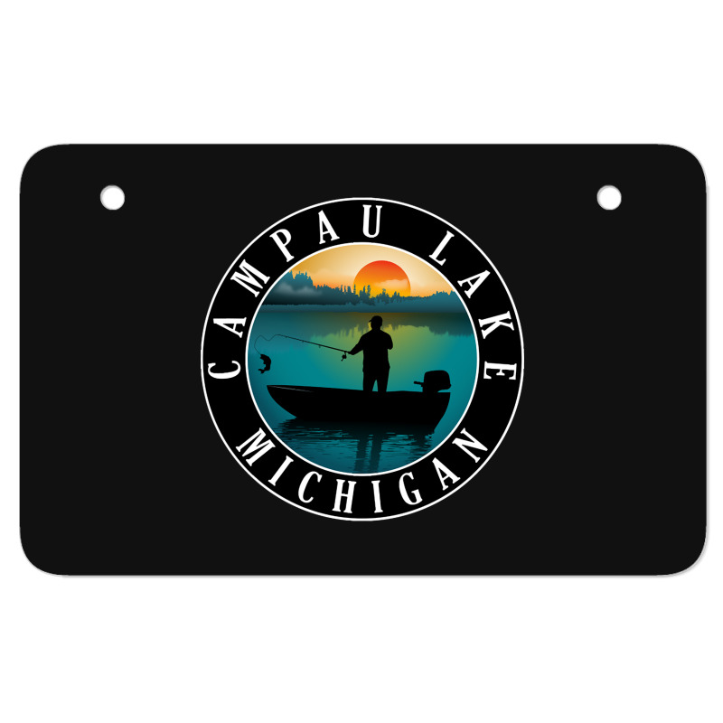 Campau Lake Fishing Michigan Sunset Atv License Plate | Artistshot