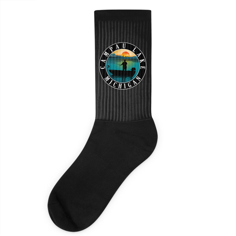 Campau Lake Fishing Michigan Sunset Socks | Artistshot