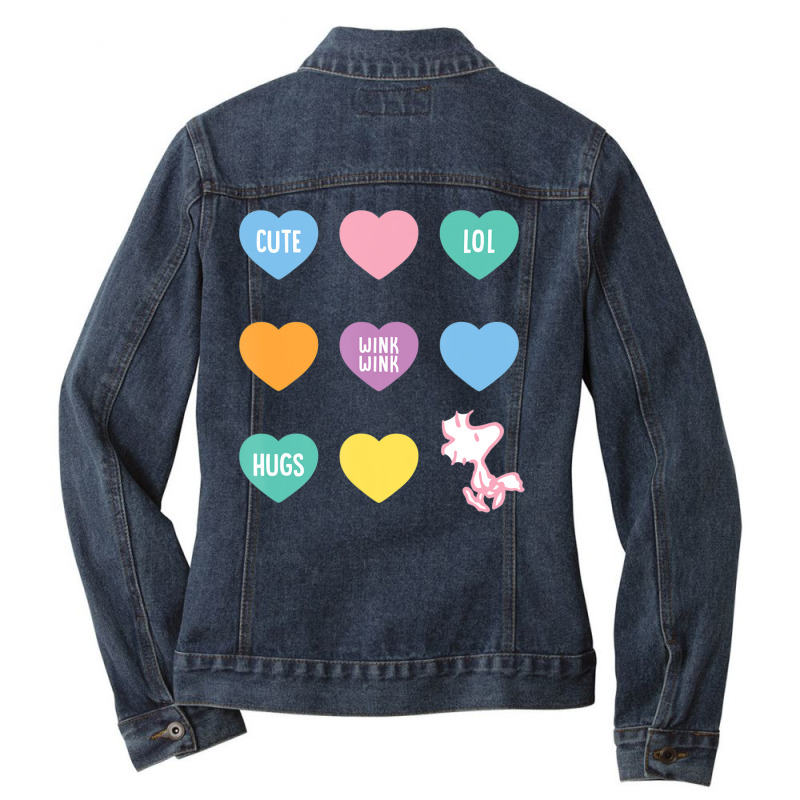 Hot Trend Peanuts Valentine Candy Heart Ladies Denim Jacket by Berrios Crisp | Artistshot