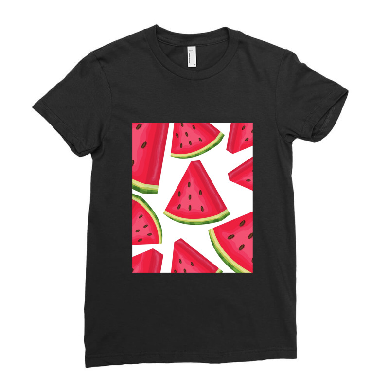 Cartoon Fruits And Delicious Watermelon Ladies Fitted T-shirt | Artistshot