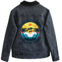 Be Gentle I Have A Sensitive Tummy, Funny Dolphins Unisex Sherpa-lined Denim Jacket | Artistshot