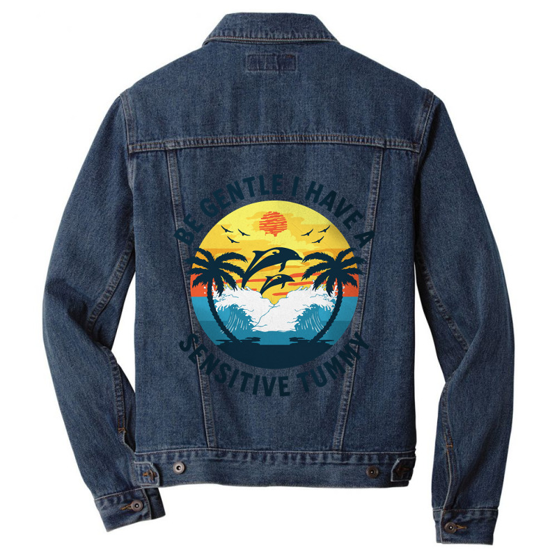 Be Gentle I Have A Sensitive Tummy, Funny Dolphins Men Denim Jacket by MadonnaDaum45 | Artistshot