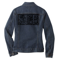 Ut   Initials U T Name Surname Onomastics Onomatology T Shirt Ladies Denim Jacket | Artistshot