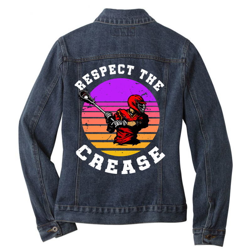 Lacrosse Funny Lacrosse Player Respect The Crease Ladies Denim Jacket by geishascessation326 | Artistshot