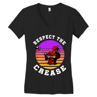 Lacrosse Funny Lacrosse Player Respect The Crease Women's V-neck T-shirt | Artistshot