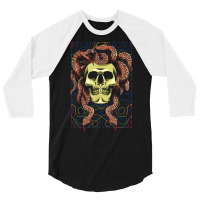 Medusa Gorgon Skull Snake Horror Greek Mythology Monster T Shirt 3/4 Sleeve Shirt | Artistshot