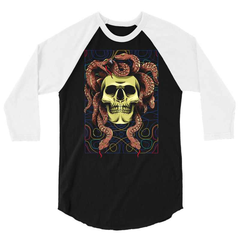 Medusa Gorgon Skull Snake Horror Greek Mythology Monster T Shirt 3/4 Sleeve Shirt by wiltoban | Artistshot