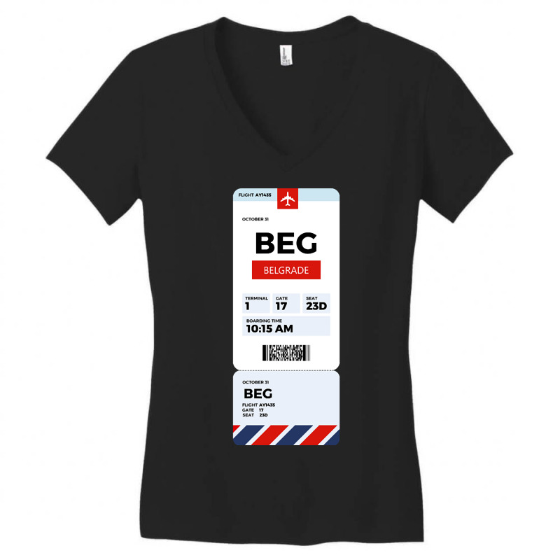 Belgrade Boarding Pass Women's V-neck T-shirt | Artistshot