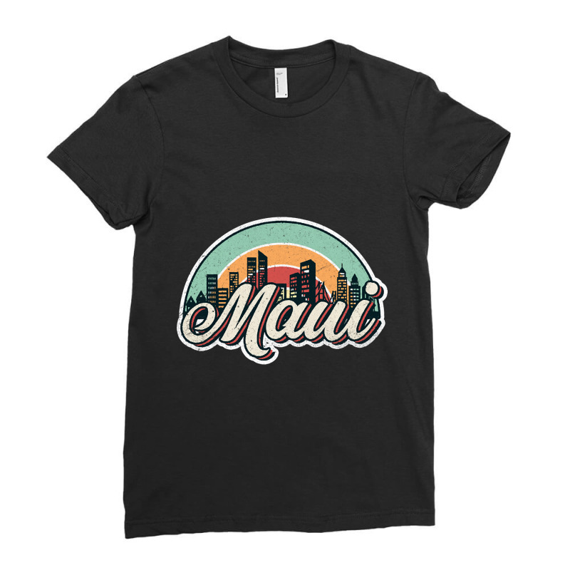 Maui City Retro Ladies Fitted T-Shirt by gaugebayou45 | Artistshot