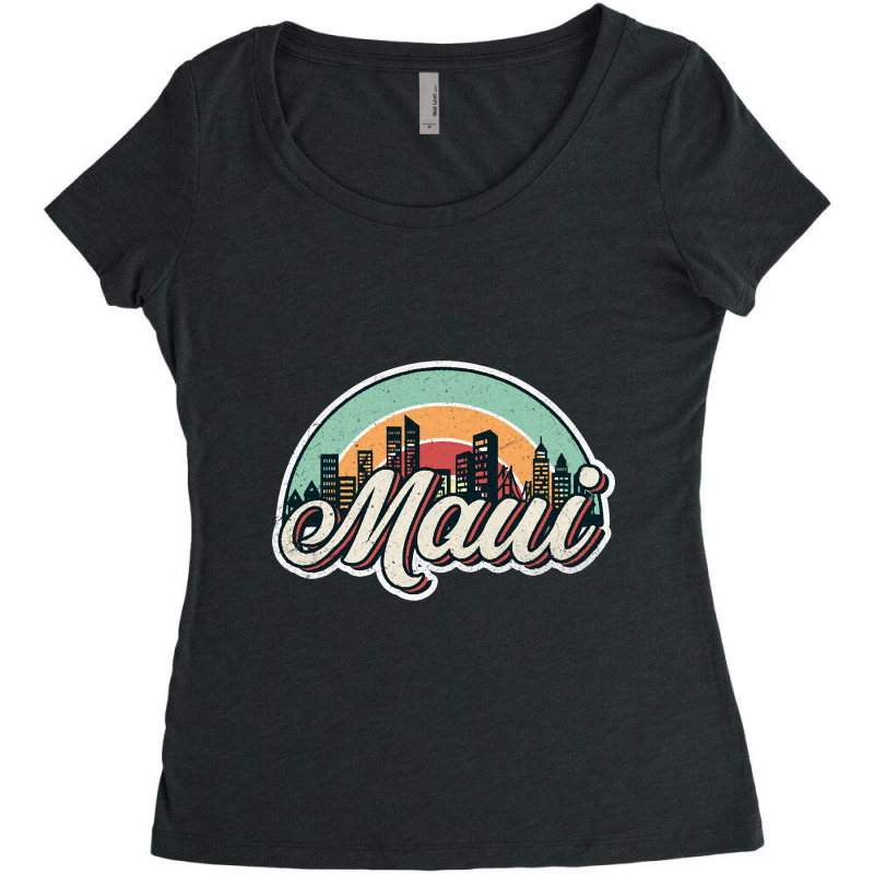 Maui City Retro Women's Triblend Scoop T-shirt by gaugebayou45 | Artistshot