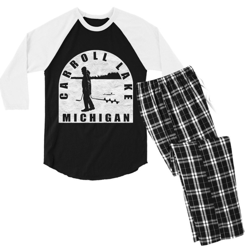 Carroll Lake Ice Fishing Michigan Men's 3/4 Sleeve Pajama Set | Artistshot