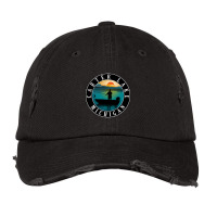 Carter Lake Fishing Michigan Sunset Vintage Cap | Artistshot