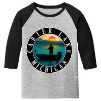 Carter Lake Fishing Michigan Sunset Youth 3/4 Sleeve | Artistshot