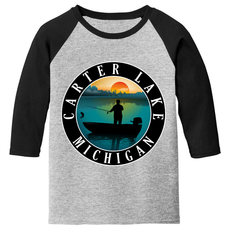 Carter Lake Fishing Michigan Sunset Youth 3/4 Sleeve by fencingderby989 | Artistshot