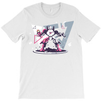 Flat Pink And White Battle Robot With Geometric Shapes Concept T-shirt | Artistshot