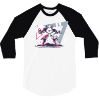 Flat Pink And White Battle Robot With Geometric Shapes Concept 3/4 Sleeve Shirt | Artistshot