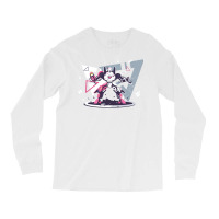 Flat Pink And White Battle Robot With Geometric Shapes Concept Long Sleeve Shirts | Artistshot