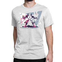 Flat Pink And White Battle Robot With Geometric Shapes Concept Classic T-shirt | Artistshot