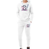 Flat Pink And White Battle Robot With Geometric Shapes Concept Hoodie & Jogger Set | Artistshot