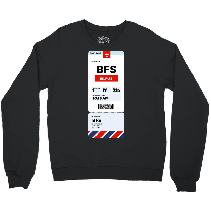 Belfast Boarding Pass Crewneck Sweatshirt | Artistshot