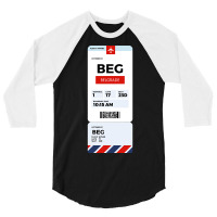 Belgrade Boarding Pass 3/4 Sleeve Shirt | Artistshot