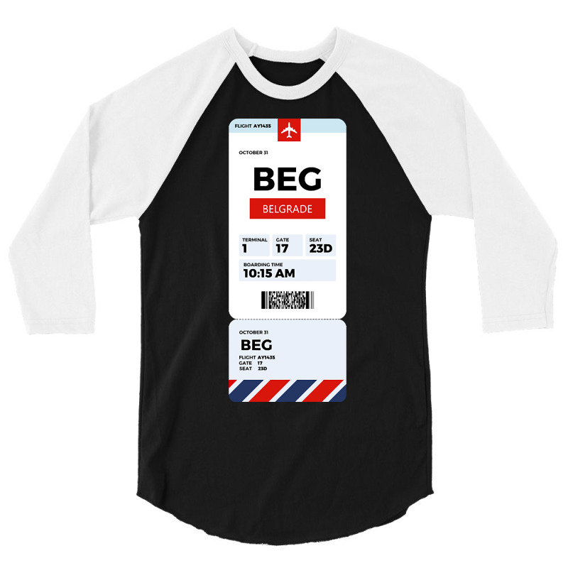 Belgrade Boarding Pass 3/4 Sleeve Shirt | Artistshot