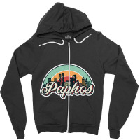 Paphos City Retro Zipper Hoodie | Artistshot