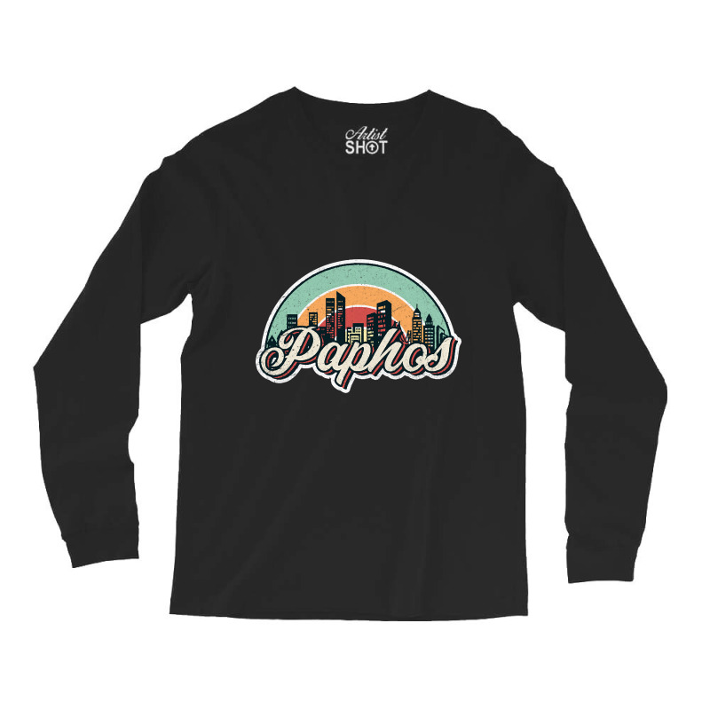 Paphos City Retro Long Sleeve Shirts | Artistshot