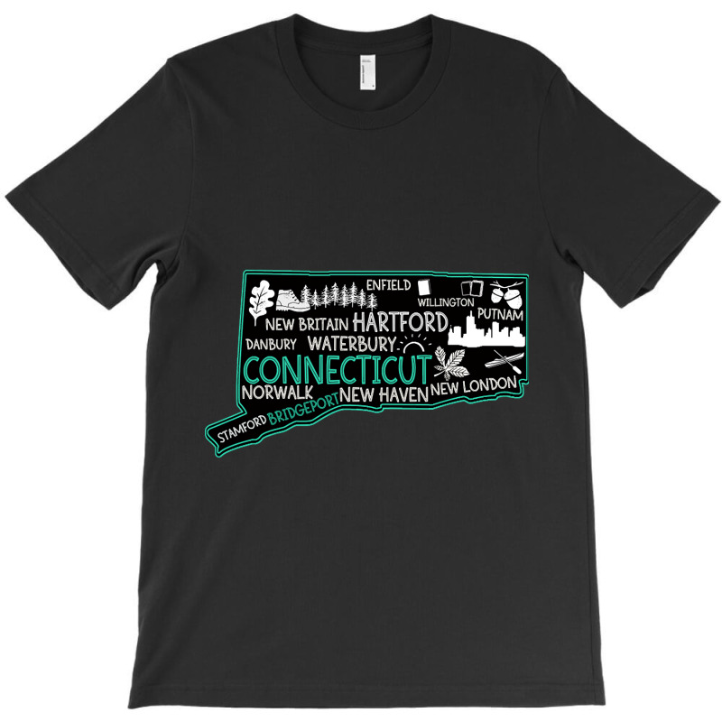 Connecticut Bridgeport Cute Map Waterbury New Haven Enfield Willington T-shirt | Artistshot