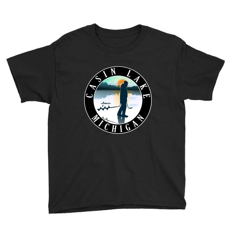 Casin Lake Ice Fishing Michigan Sunset Youth Tee by fencingderby989 | Artistshot