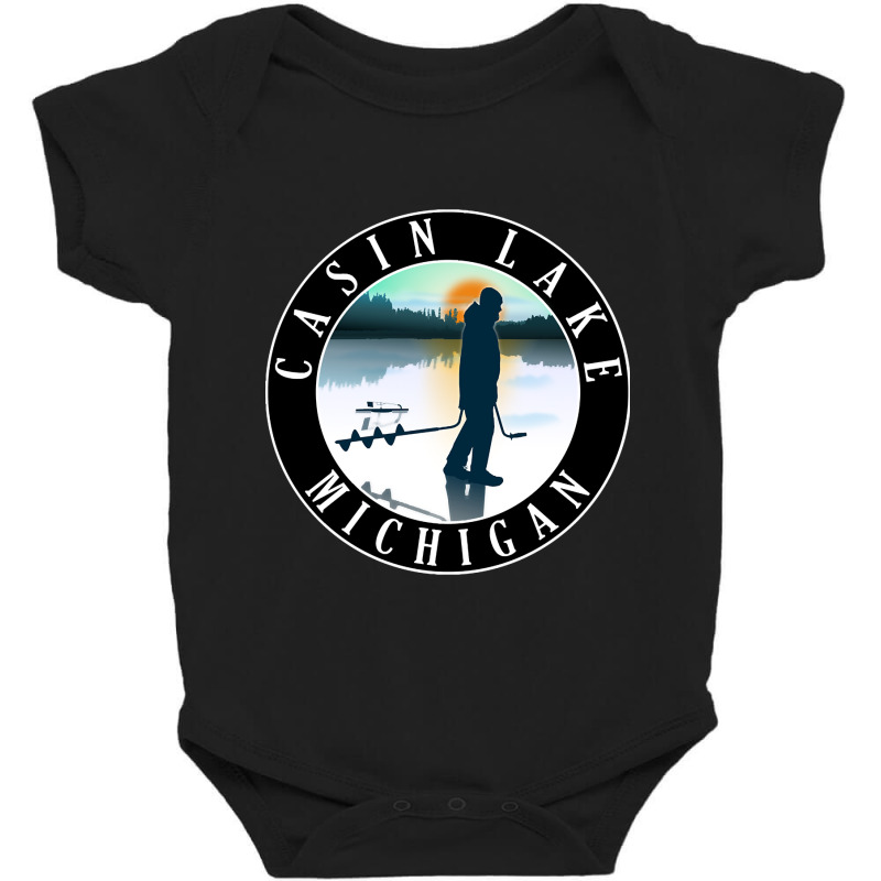 Casin Lake Ice Fishing Michigan Sunset Baby Bodysuit by fencingderby989 | Artistshot