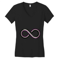 Large Infinity Vector Symbol Striped With Asexual Pride Flag Women's V-neck T-shirt | Artistshot