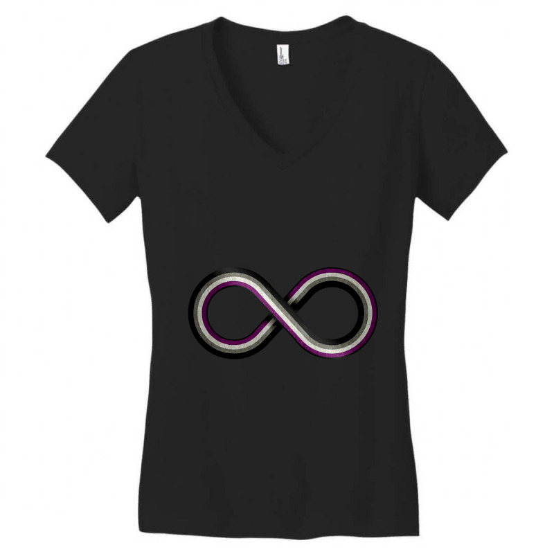 Large Infinity Vector Symbol Striped With Asexual Pride Flag Women's V-Neck T-Shirt by geishascessation326 | Artistshot