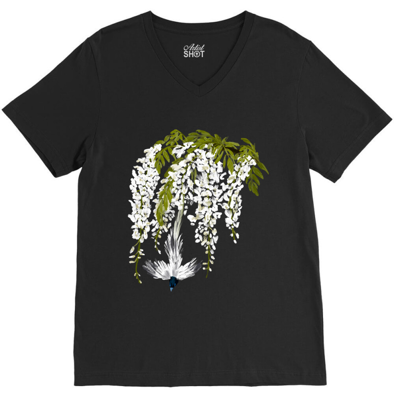 Paradise Flycatcher + White Wisteria V-neck Tee | Artistshot