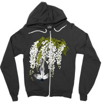 Paradise Flycatcher + White Wisteria Zipper Hoodie | Artistshot