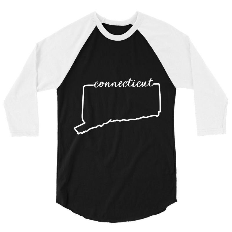 Connecticut Cursive Silhouette Home State Pride 3/4 Sleeve Shirt by kayakbetween30 | Artistshot