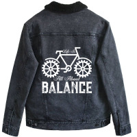 Bicycle Cycling Balance Unisex Sherpa-lined Denim Jacket | Artistshot