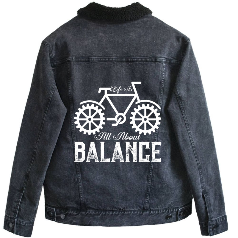 Bicycle Cycling Balance Unisex Sherpa-lined Denim Jacket | Artistshot