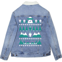 Paranormal Christmas Sweater Unisex Sherpa-lined Denim Jacket | Artistshot