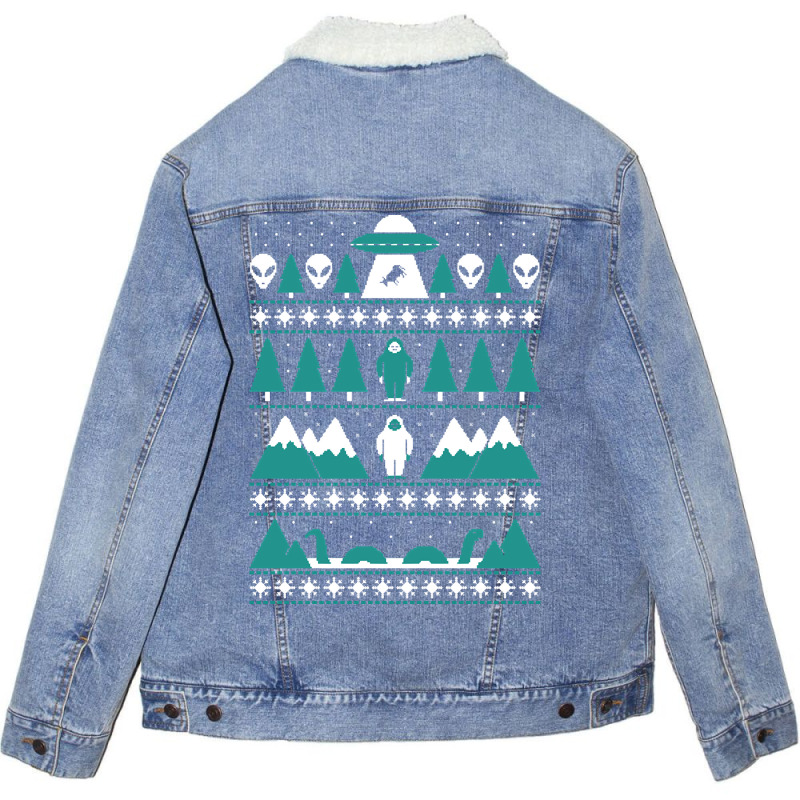 Paranormal Christmas Sweater Unisex Sherpa-lined Denim Jacket | Artistshot