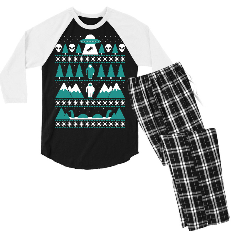 Paranormal Christmas Sweater Men's 3/4 Sleeve Pajama Set | Artistshot