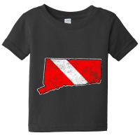 Connecticut Dive Flag Scuba Diving State Map Dive Flag Distressed Baby Tee | Artistshot