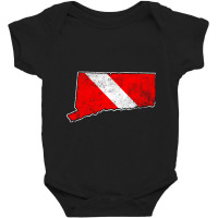 Connecticut Dive Flag Scuba Diving State Map Dive Flag Distressed Baby Bodysuit | Artistshot