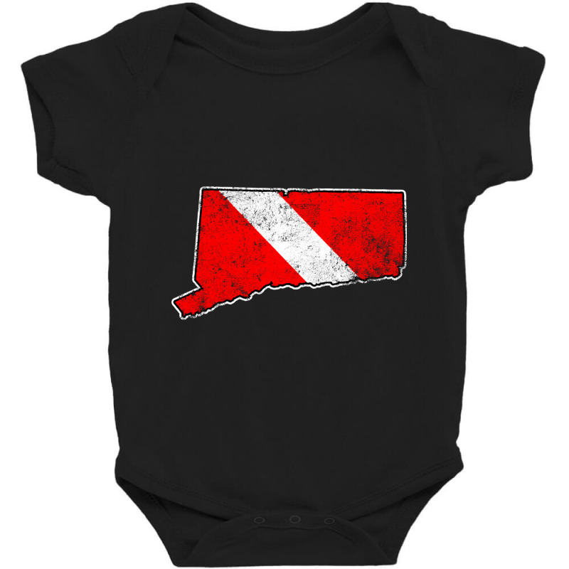 Connecticut Dive Flag Scuba Diving State Map Dive Flag Distressed Baby Bodysuit by kayakbetween30 | Artistshot