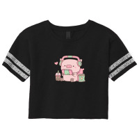 Cute Little Piggy Gamer With Headphones Scorecard Crop Tee | Artistshot