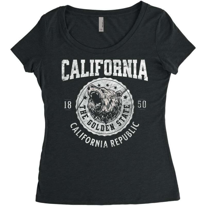 California Golden State Retro California Republic Bear Head T Shirt Women's Triblend Scoop T-shirt by hamlerf | Artistshot