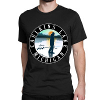 Caulkins Lake Ice Fishing Michigan Sunset Classic T-shirt | Artistshot